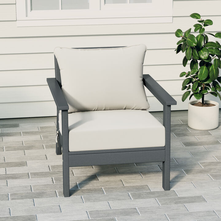 WestinTrends Outdoor Modern HDPE Patio Club Chair with Deep Seat Cushions