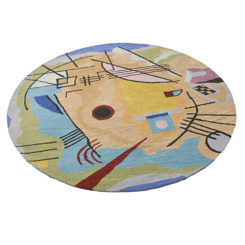 RUGSOTIC CARPETS HAND TUFTED WOOL ECO-FRIENDLY AREA RUGS  - 8'x8', Round Shape, Multicolor, Geometric Modern Design, High Pile  Handmade Anti Skid Area Rugs for Living Room, Bed Room (K00S16)