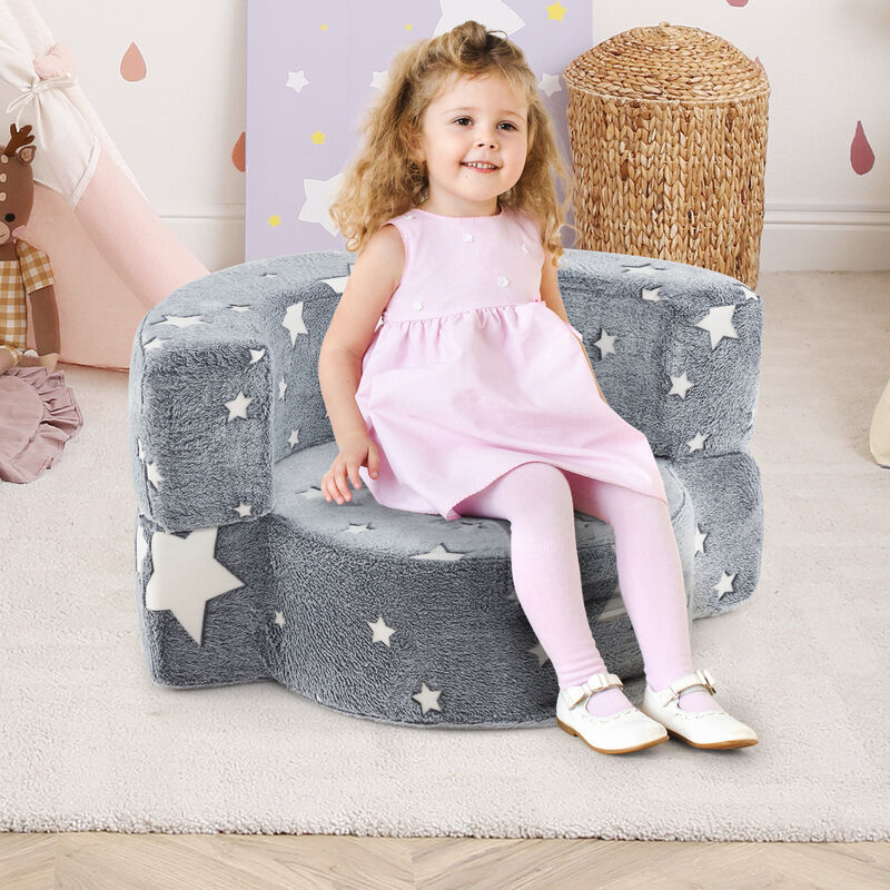 2-in-1 Convertible Glow-in-the-Dark Kids Sofa with Removable Washable Cover