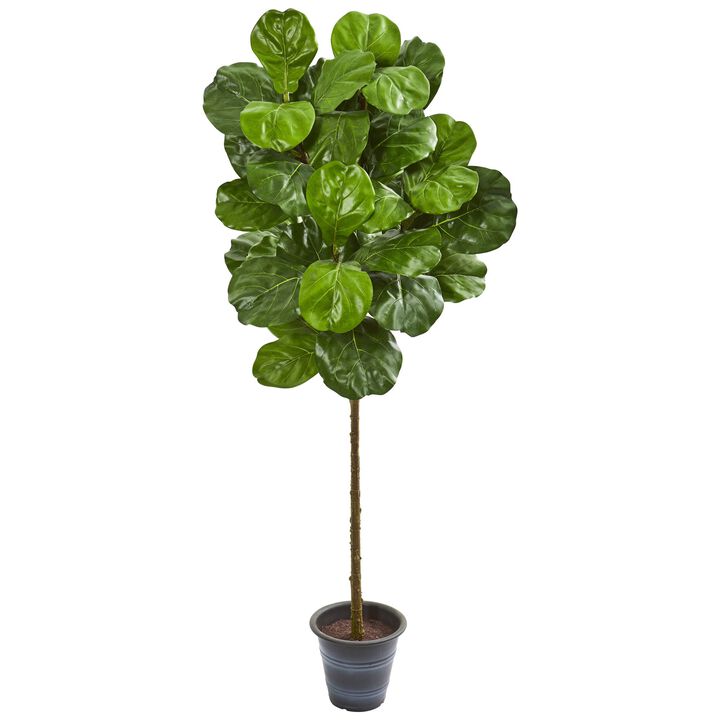 Hivvago 5 Feet Fiddle Leaf Artificial Tree With Decorative Planter