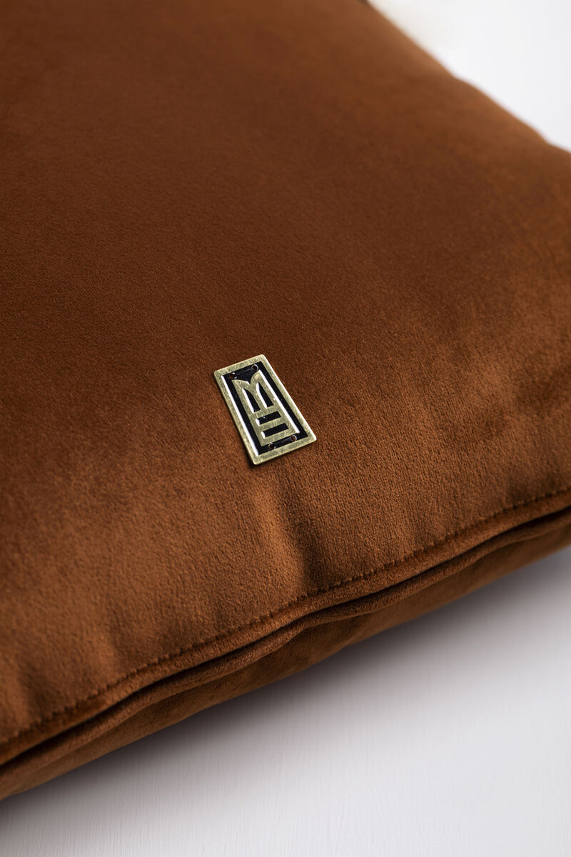 LLAMA Hand Embroidered Decorative Pillows in Terracota Velvet by ANDEAN, Set of 2, In Stock