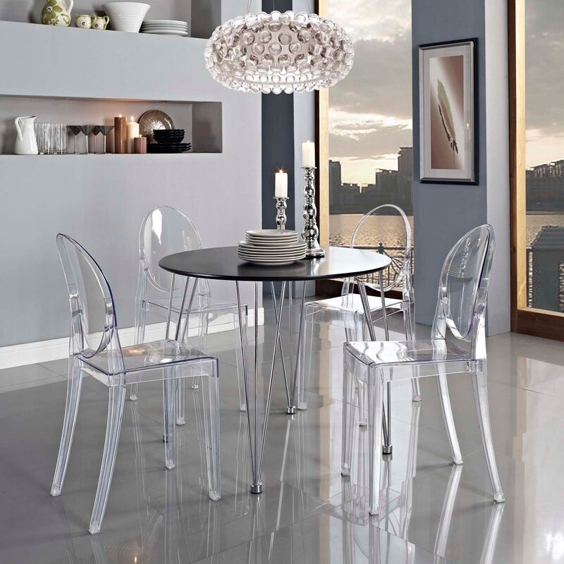 Clear Casper Dining Side Chair-Benzara