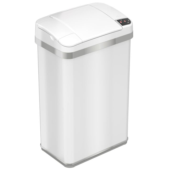 iTouchless 4 Gallon / 15 Liter White Sensor Bathroom Trash Can