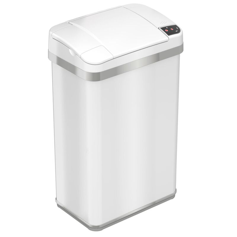 iTouchless 4 Gallon / 15 Liter White Sensor Bathroom Trash Can