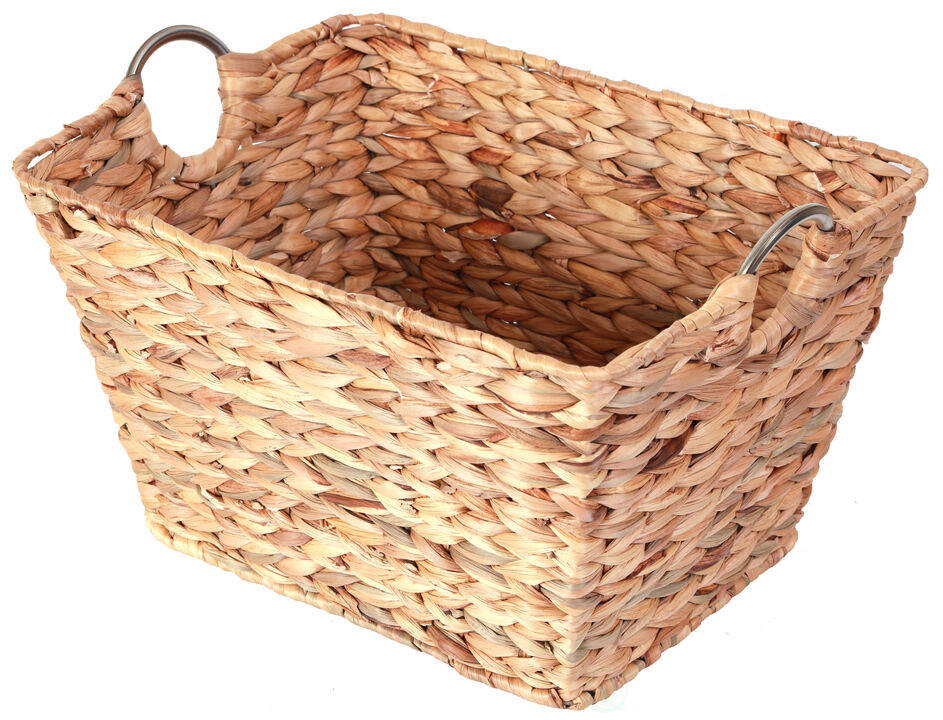 Large Square Water Hyacinth Wicker Laundry Basket