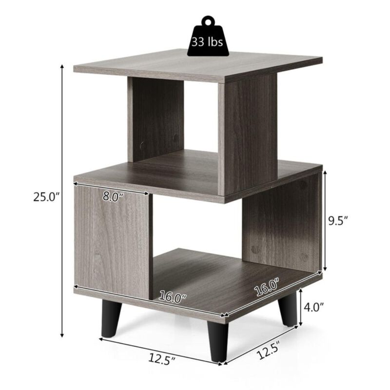 Hivvago 2 Pieces Wooden Modern Nightstand Set with Solid Wood Legs for Living Room