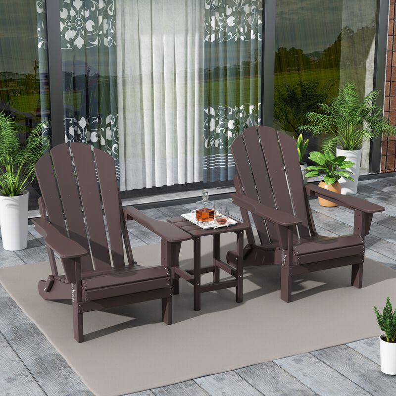 WestinTrends 3-Piece Outdoor Patio Adirondack Chairs with Side Table Set