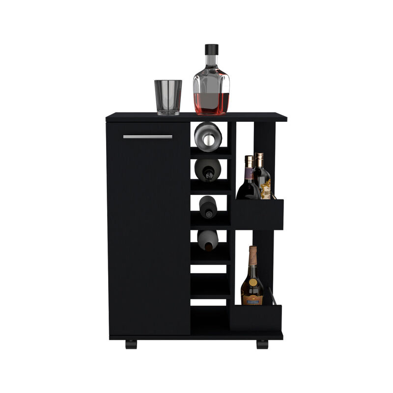 Bar Cart Wells, Living Room, Black