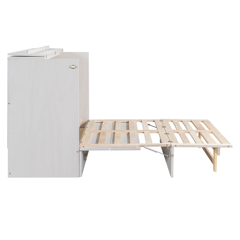 Merax Wooden Murphy Bed with Large Drawers