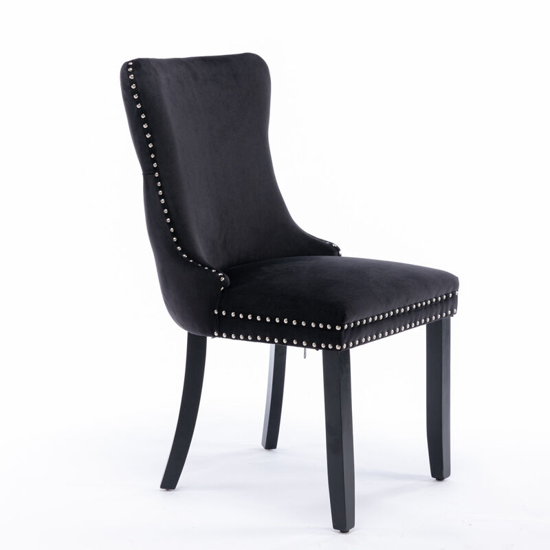 Black Upholstered Dining Chairs, Set of 2