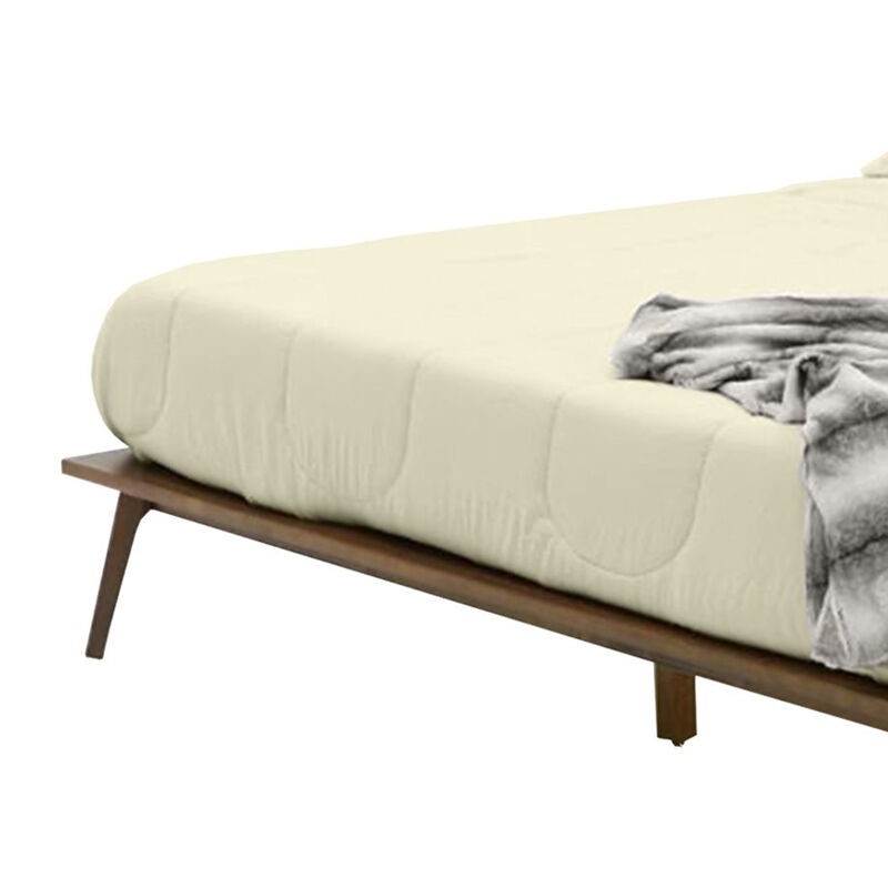 Cary King Size Platform Bed, Panel Headboard, Brown Walnut Veneer - Benzara