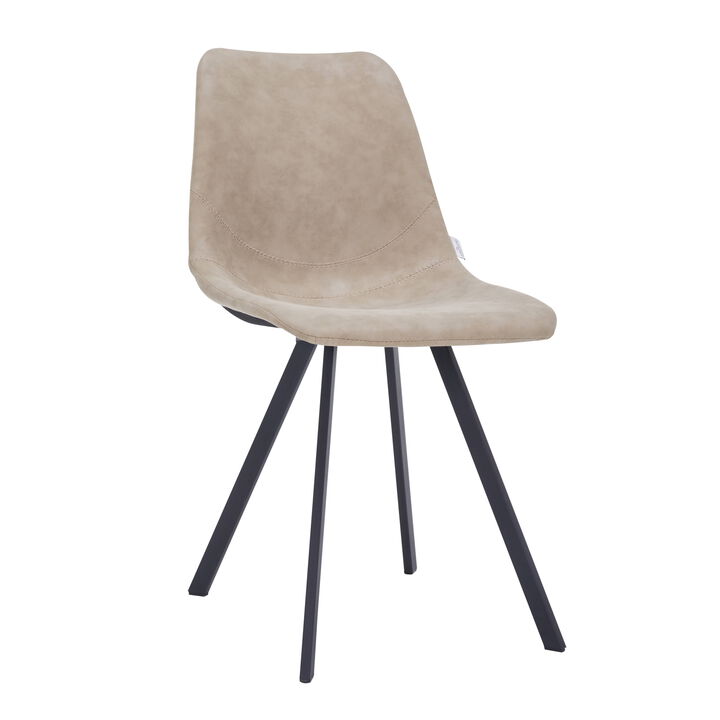 LeisureMod Markley Leather Dining Chair With Metal Legs in Olive Green