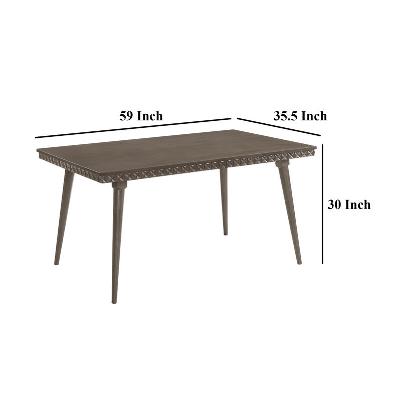 Nolan Dining Table, Dark Brown Hardwood, Rectangular 59 Inch Top - Benzara