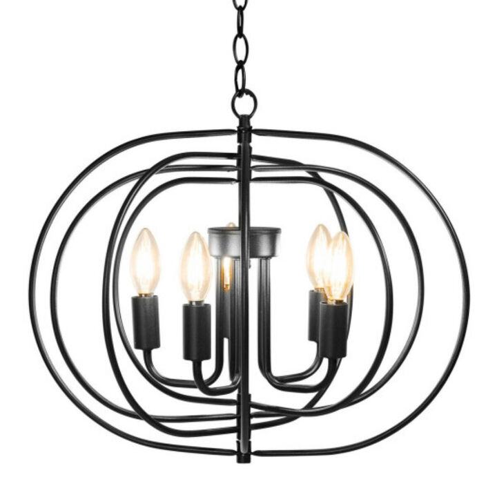 16" Folding Rotatable Chandelier 5 Lights Metal Ceiling Lamp