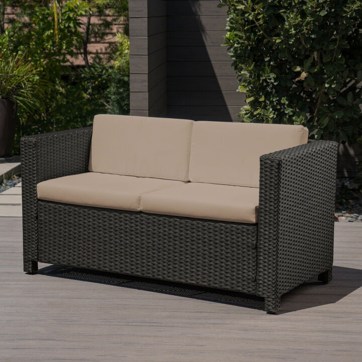 Merax PE Rattan Outdoor Loveseat Sofa