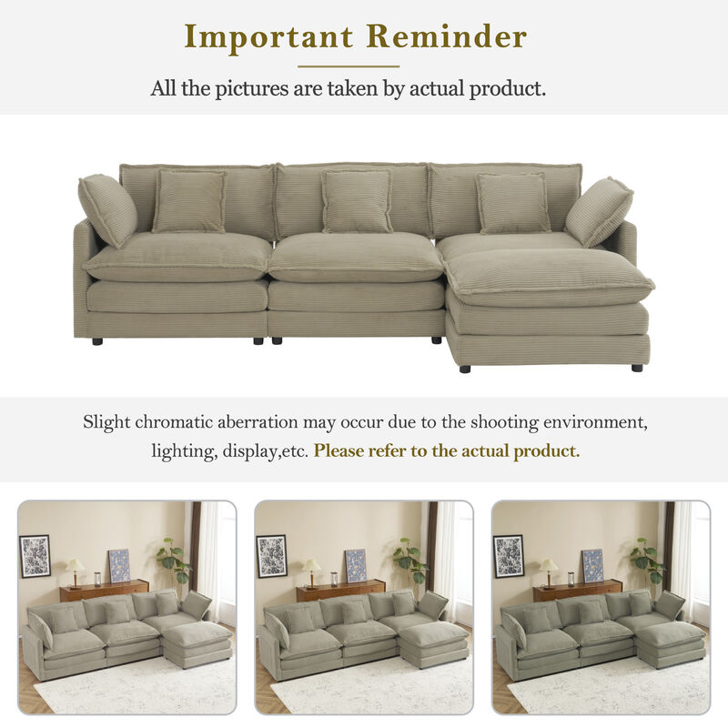 Merax Modern Corduroy Sectional Sofa for Living Room