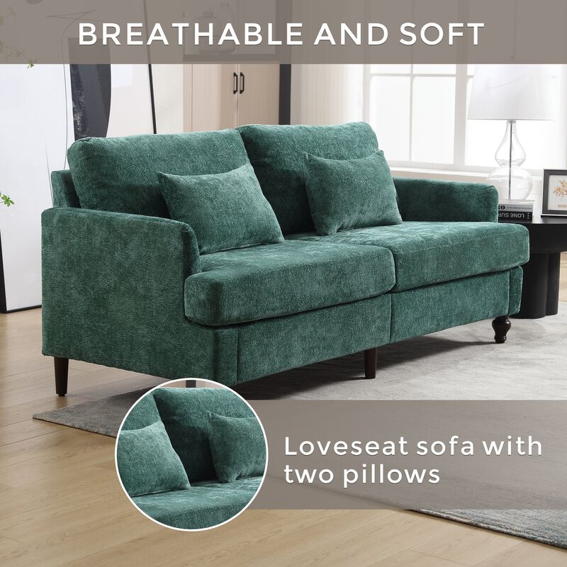 Mondawe Mid Century Chenille Fabric Loveseat Sofa, 2-Seat Upholstered Modern Couch