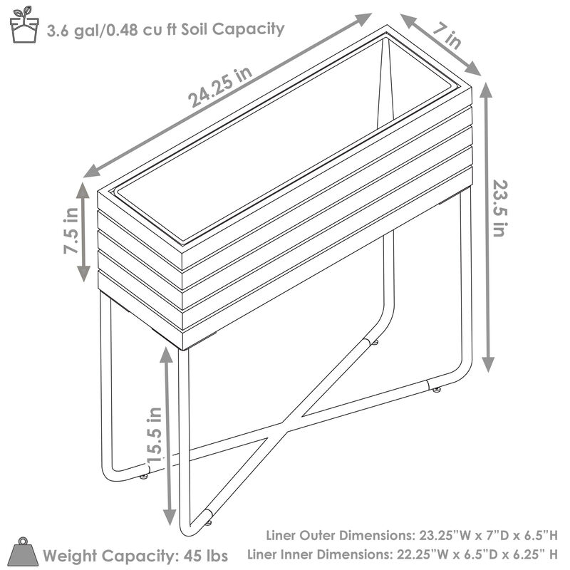 Sunnydaze Acacia Wood Slatted Planter Box with Oil-Stained Finish