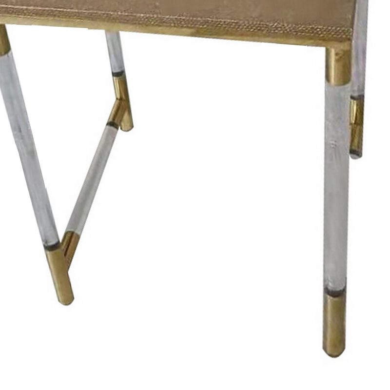 Set of 3 Nesting Side End Tables, Faux Leather Top, Clear Acrylic Legs - Benzara