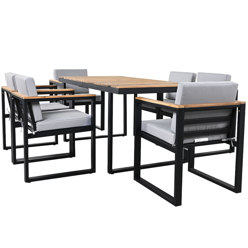 Merax 7 Pieces Outdoor Dining Set Patio Dining Table and Chair Set