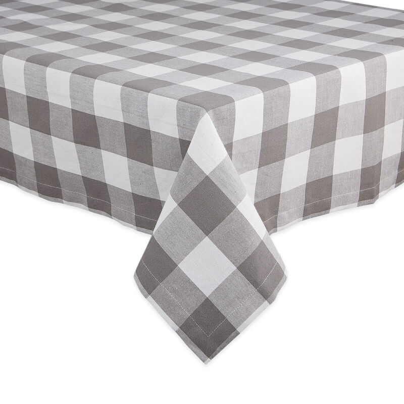 60" x 84" Gray and White Buffalo Checkered Table Cloth