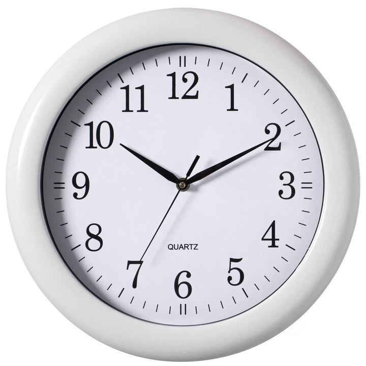 13.75 Inch Plastic Red Round Battery Operated Simple Modern Wall Clock - Office, Classroom, Living Room, Dining Room, Bedroom and Kitchen Wall Decor
