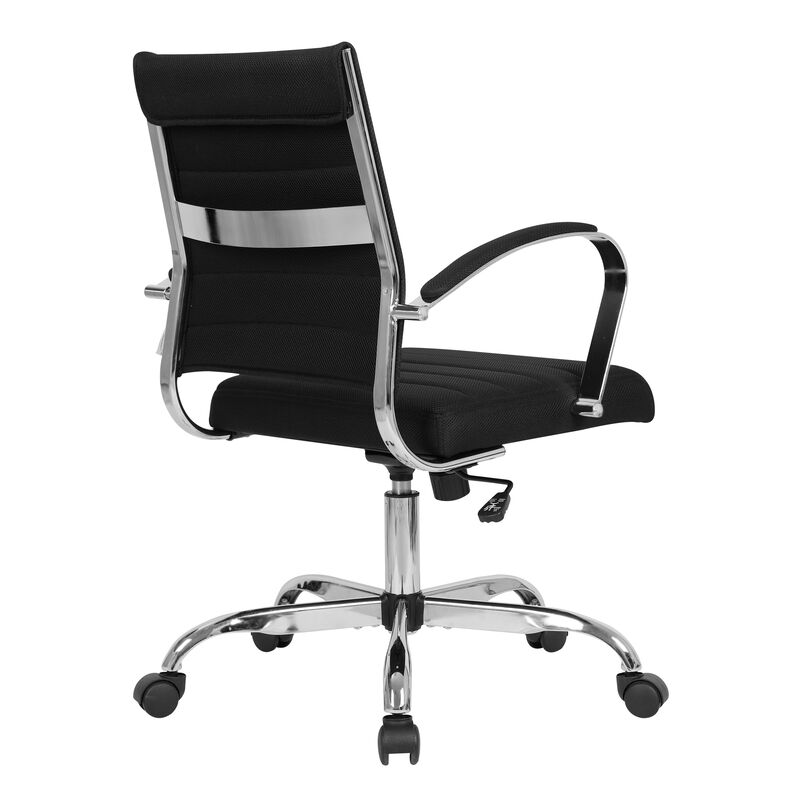 LeisureMod Office Upholstered Mesh Mid-Back Computer Ergonomic Adjustable Modern Task Chair with Swivel and Tilt Benmar Series