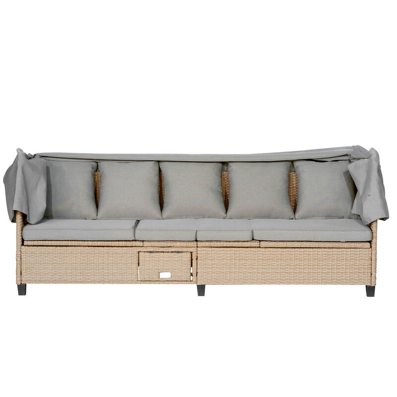 Merax UV-Proof Resin Wicker Patio Sofa Set with Canopy