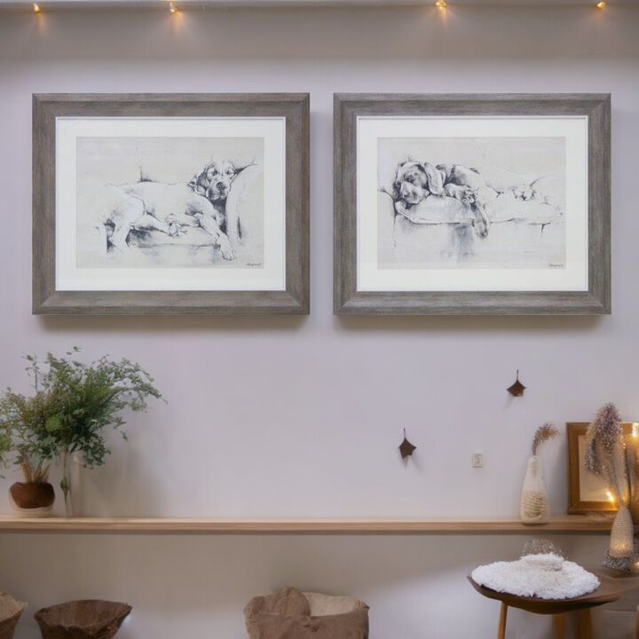 Framed Dog Print (Set of 2) – MDF Pet Art for Home, Office, and Animal Lover Wall Decor