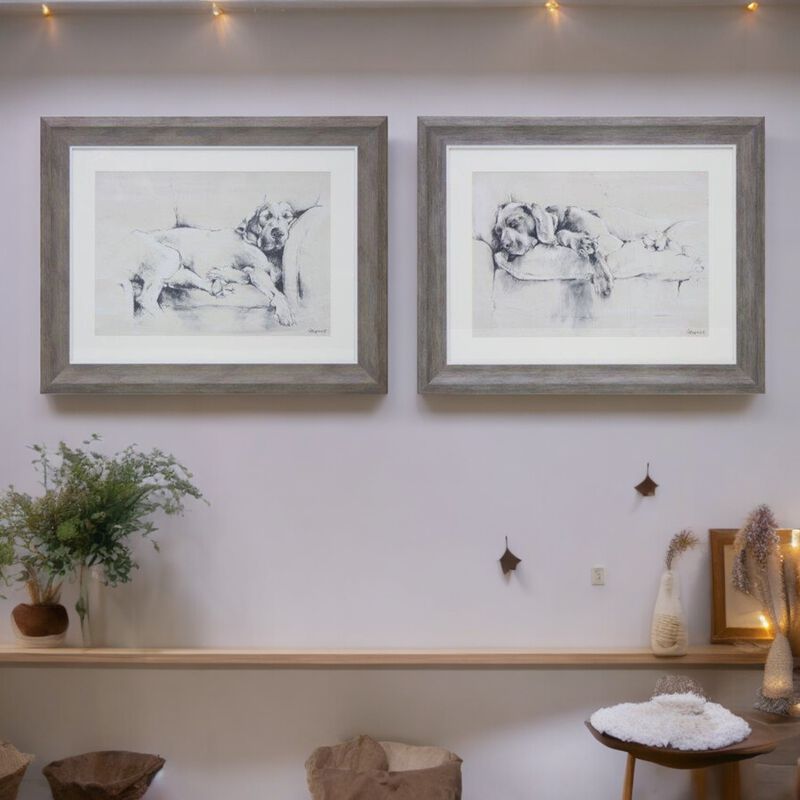 Framed Dog Print (Set of 2) – MDF Pet Art for Home, Office, and Animal Lover Wall Decor