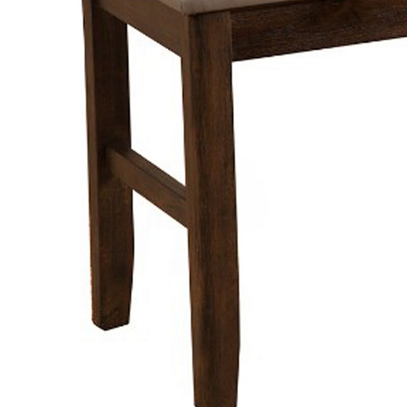 Rubberwood Dining Bench With Padded Upholstery Brown-Benzara