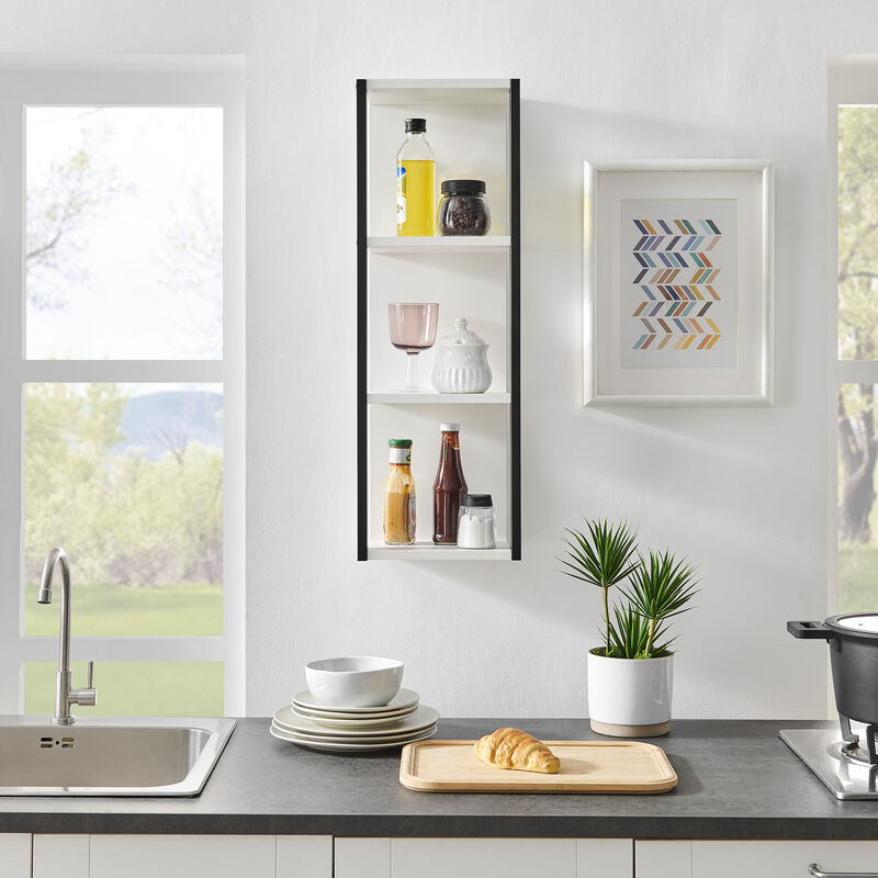 Recife Vertical Three-Tier Modern Shadow Box Cube Display Wall Shelf