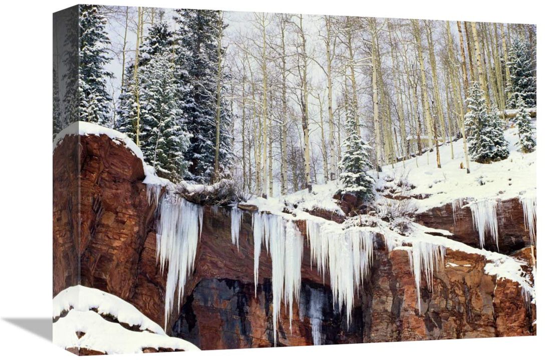 Frozen waterfall in winter, San Juan Mountains, Colorado-Canvas Art-16x12