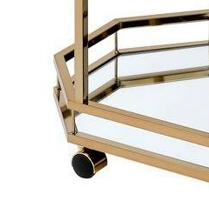 Metal Serving Cart, Mirror & gold-Benzara