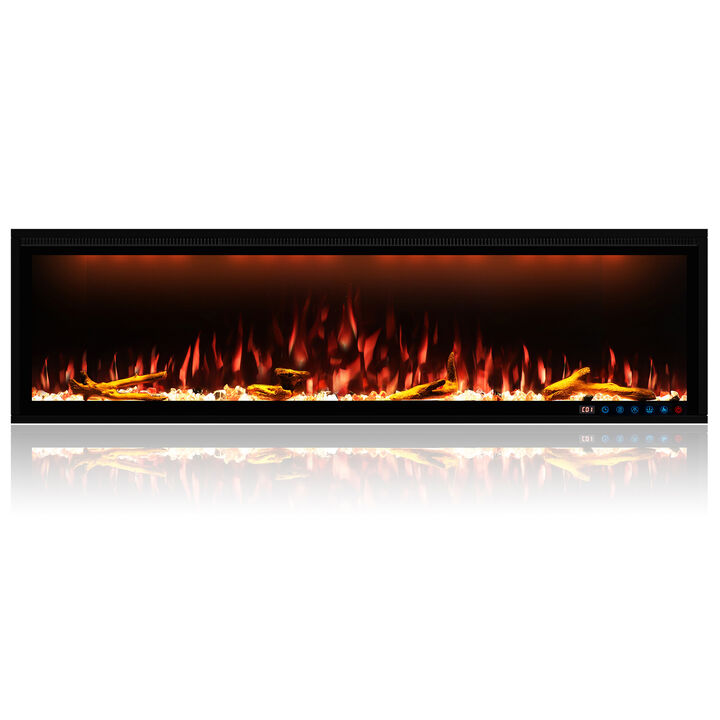 MONDAWE 60" Wall Mounted Embedded Electric Fireplace, 60Hz, 110-120 Volt, 1500W, With Overheat Protection Device