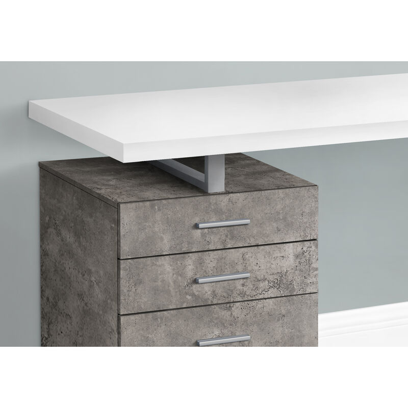 Monarch Specialties I 7648 Computer Desk, Home Office, Laptop, Left, Right Set-up, Storage Drawers, 48"L, Work, Metal, Laminate, Grey, White, Contemporary, Modern