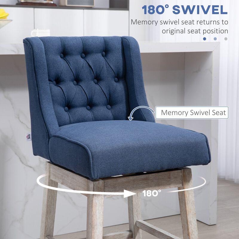 Gray Swivel Bar Stools: Set of 2, 27" Counter Height, Linen