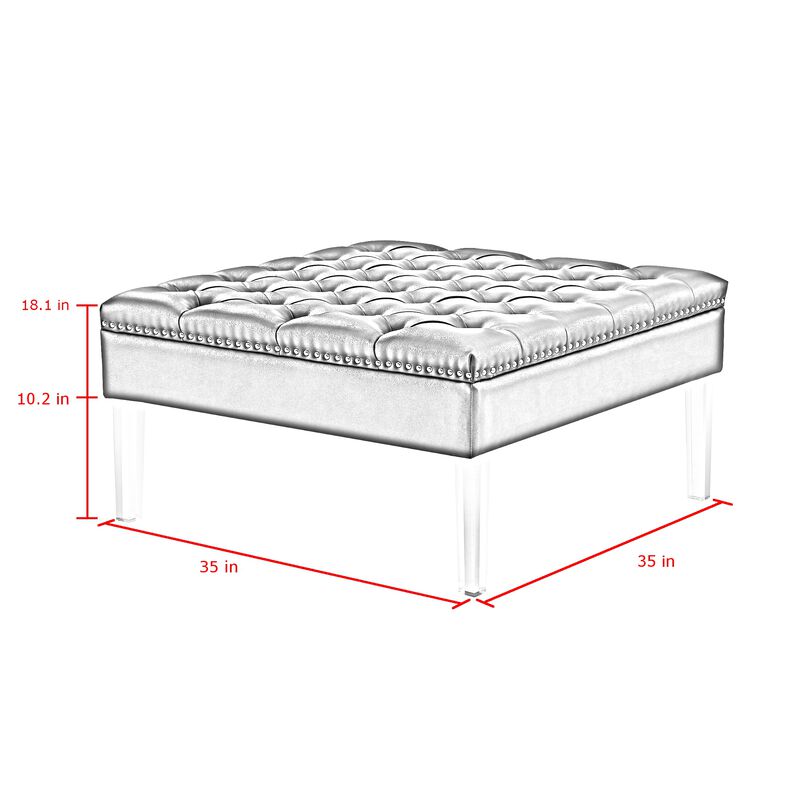 Inspired Home Eladio Leather PU Ottoman Coffee Table