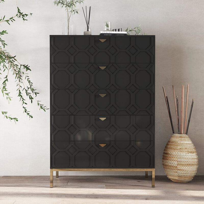 49.2 in. H Freestanding Storage Cabinet Green 5 Drawer Accent Cabinet