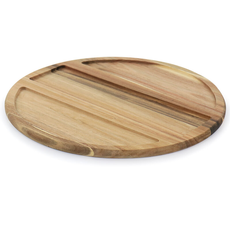 Gibson Elite Gracious Dining 4 Piece Fine Ceramic Sectional Tray Set with Acacia Wood Base