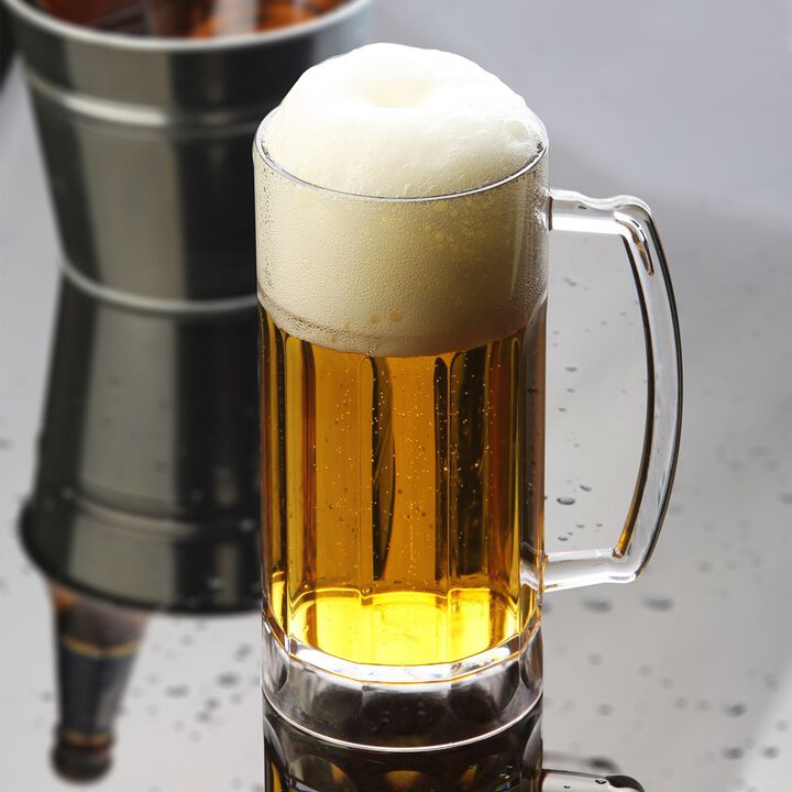 Polycarbonate Drinkware dia.3.25" h:6.75" 19 oz. Round Clear Polycarbonate Beer Mug (Set of 6)