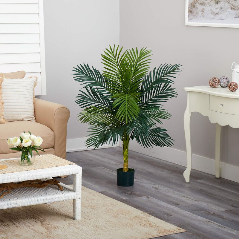 Nearly Natural 4-ft Golden Cane Palm Tree x 2 w/15 Lvs