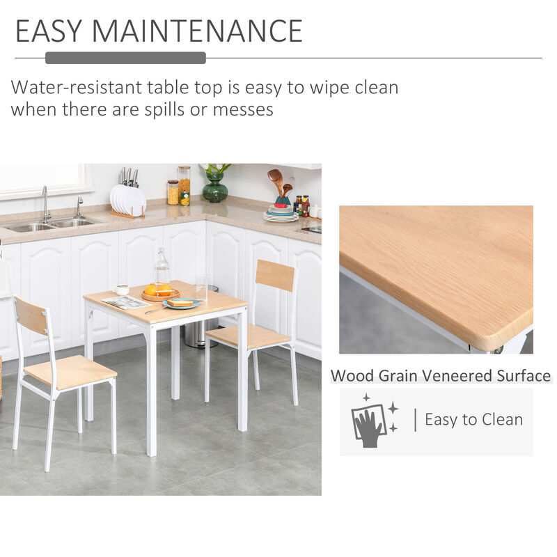 Modern Kitchen Table and 2 Chairs Furniture Collection with Sturdy Metal Frame