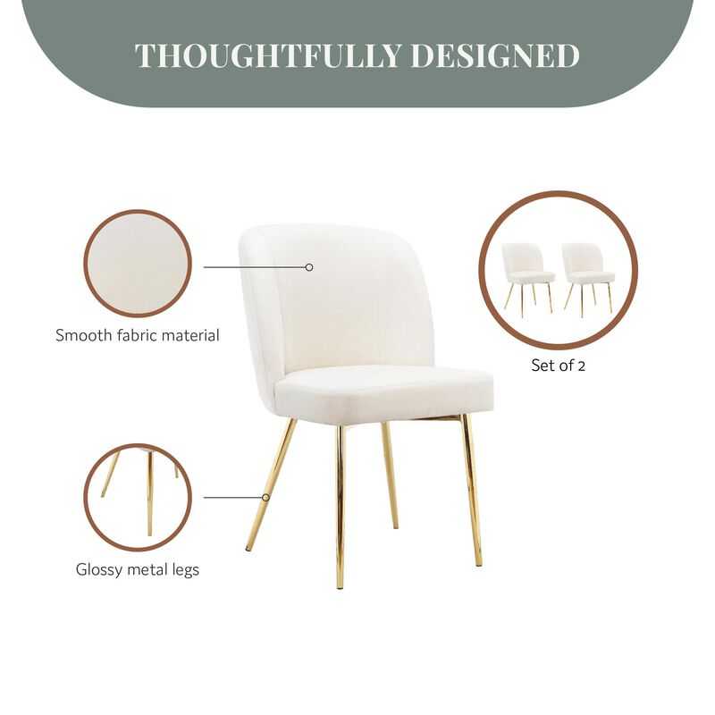 Ren Home Trina Armless Accent Chairs with Soft Velvet Cushion and Gold Chrome Legs Set of 2