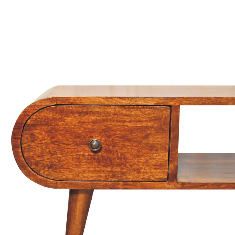 Artisan Furniture Chestnut Circular Solid Wood 2 Drawer  TV Unit