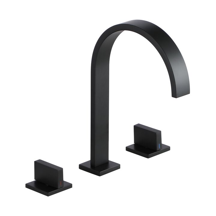 Mondawe Deck Mounted 8 Inch Widespread Double-Handle Bathroom Faucet in Brushed Nickel for Bathroom, Vanity, Laundry