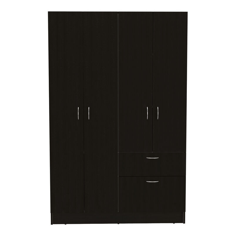 DEPOT E-SHOP Itaca Armoire, Double Door Cabinet, One Drawer, Five Interior Shelves, Rod, Black / White
