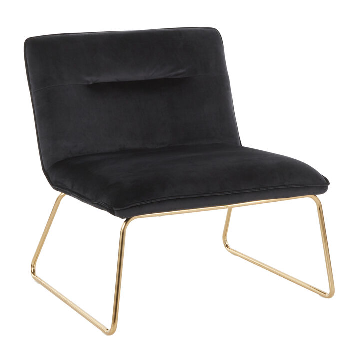 Casper Contemporary Accent Chair In Gold Metal And Black Velvet