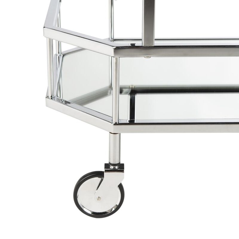 Safavieh Silva 2 Tier Octagon Bar Cart, Silver/Mirror