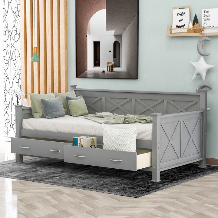 Merax Wooden Modern and Rustic Casual Style Daybed Bed